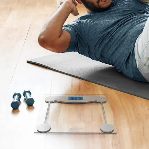 Vista 9 de Active Era Báscula digital de peso corporal, báscula de baño ultradelgada de alta precisión con vidrio templado, tecnología Step-on y pantalla