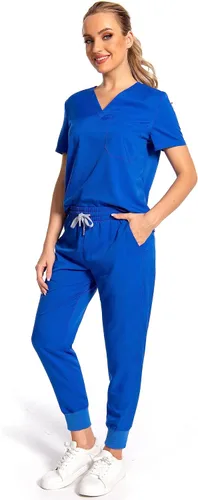 Conjunto de uniforme médico para mujer, camiseta con cuello en V y pantalones deportivos con 6 bolsillos, ropa de trabajo de enfermera
