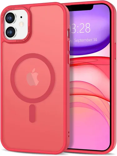 Vista 298 de Anuck - Funda magnética para iPhone 11 compatible con MagSafe, carcasa trasera mate translúcida dura, borde de TPU, delgada, resistente a impactos