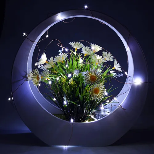 Vista 2 de Karlling Guirnalda de luces a pilas, luces de Navidad de 16 pies para decoración de Navidad, mini luces LED para dormitorio con 8 modos