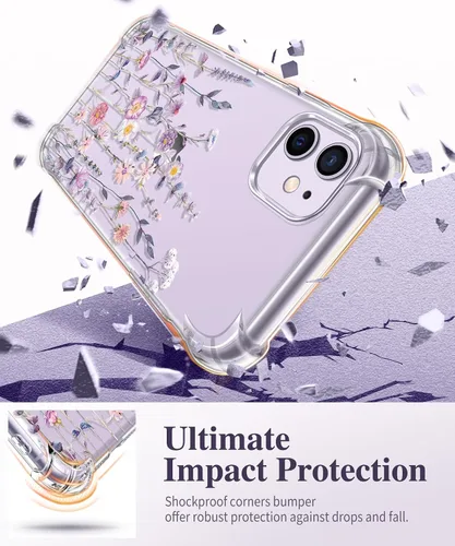Vista 4 de GVIEWIN - Funda para iPhone 11 con protector de pantalla + protector de lente de cámara, cubierta protectora transparente suave de poliuretano