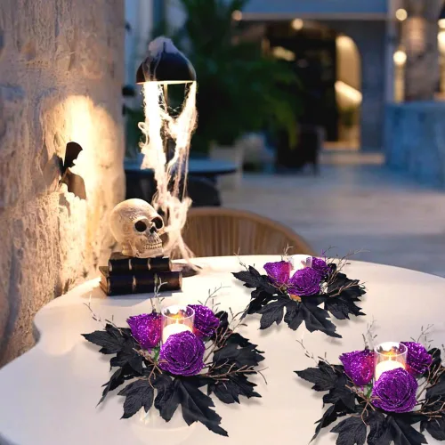 Vista 6 de Corona de vela de Navidad (flor de Halloween)