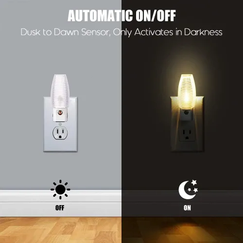 Vista 2 de Emotionlite – Luz nocturna enchufable, luz LED de color blanco cálido, sensor de atardecer a amanecer, para niños, guardería, dormitorio, baño