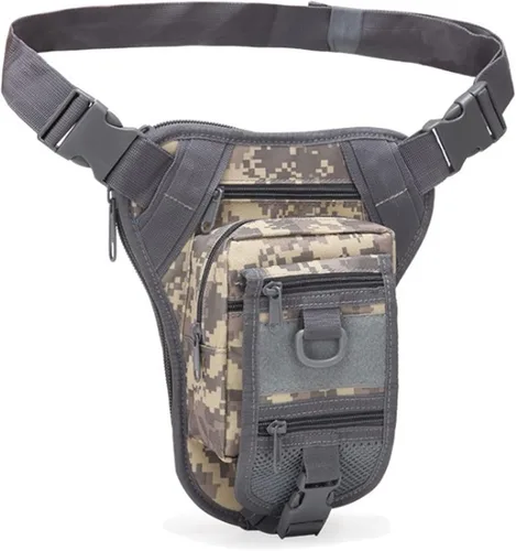 Vista 7 de Bolsa táctica Ejército Cintura Pierna Bolsa Ajustable Senderismo Caza Riñonera Militar Molle Drop Leg Bolsas, Negro