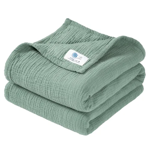 Vista 13 de Lulu moon Manta de Edredón de Muselina, Manta de Cuna para Bebé y Niño Pequeño, 47x47 Pulgadas (Azul)