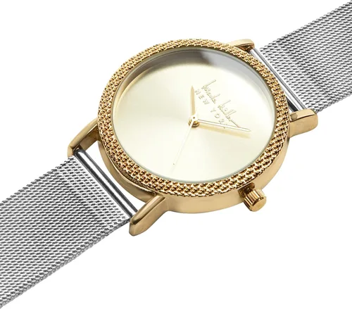 Vista 2 de Nicole Miller Reloj de pulsera para mujer, contemporáneo, informal, con correa de malla, movimiento de cuarzo, para mujer