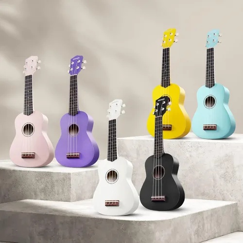 Vista 9 de Donner Ukulele Soprano para Principiantes de 21 Pulgadas, Ukulele Mate, Kit para Principiantes con Bolsa, Correa, Afinador, Cuerdas, Púas, Paño