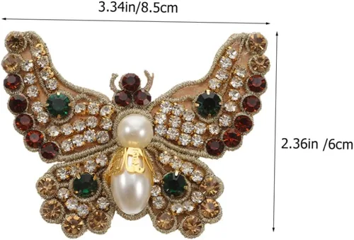 Vista 9 de EXCEART 2 parches de apliques de diamantes de imitación en forma de mariposa para decoración de zapatos de sombrero de bricolaje, parches