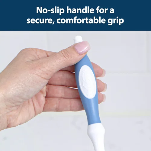 Vista 5 de Dr. Brown's Cepillo de lujo para biberón con cepillo de limpieza de ventilación anticólico, cerdas suaves y resistentes, sin BPA, azul, 1 paquete