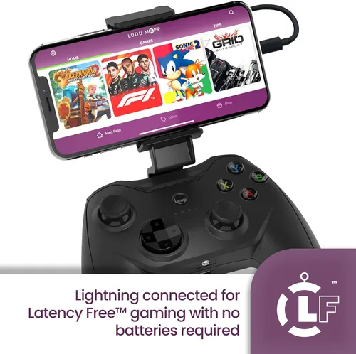 Vista 2 de Rotor Riot Controlador de gamepad certificado MFI para iPhone con cable con compatibilidad L3 R3 paso de energía a través de la carga almohadilla D
