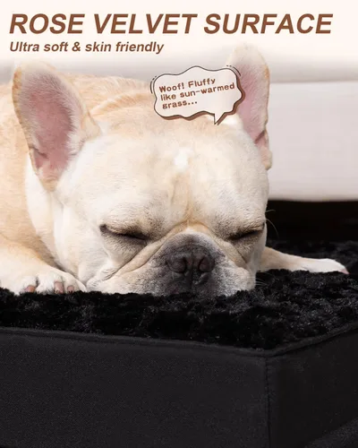Vista 2 de KSIIA Alfombrilla de Cama para Jaula de Perro Impermeable para Jaula, Cama de Terciopelo Rosa Suave para Perros Medianos con Funda Lavable Negro