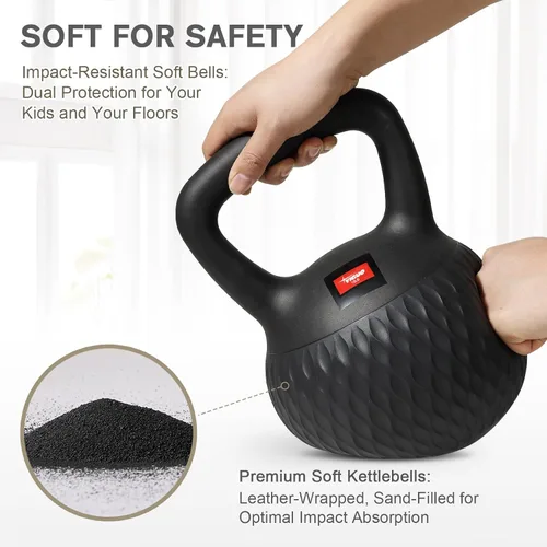 Vista 3 de YIGUO Soft Kettlebell, Kettlebells Cushioned Impact-Resistant Base and Anti-Slip Grip, Strength Training Kettle Bell for Women and Men, Home Workout