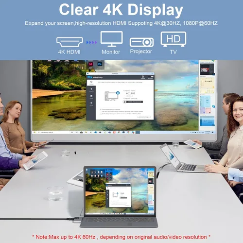 Vista 3 de Surface Laptop 4 estación de acoplamiento Hub, 8 en 3 Surface Laptop 4 adaptadores con 4K HDMI+Ethernet+USB 3.0+USB-C+Audio+SDTF, accesorios