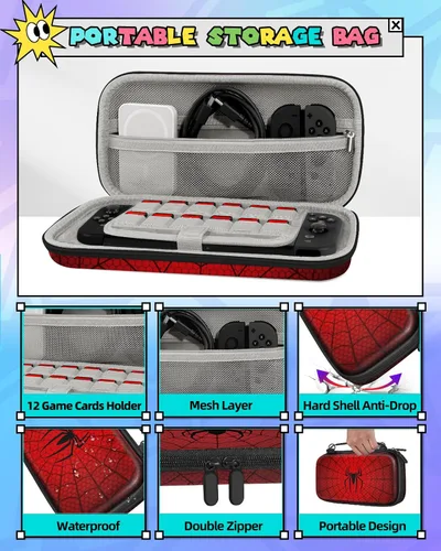 Vista 4 de Gurgitat 6in1 Kits Accessories Bundle for Nintendo Switch 2 2025 - Cute Carrying Case, Protective Cover, Grips, Thumb Grips, 24 Game Holder