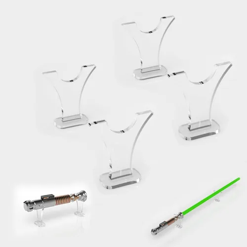 Vista 7 de Cuchillo de mesa acrílico y soporte de sable de luz, exhibición de una sola espada para decoración del hogar de casa de campo (transparente)