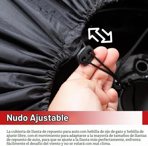 Vista 5 de Cubierta para neumático de repuesto para automóvil, protector de rueda impermeable antiarañazos con bolsa de herramientas lateral y asa, bolsa