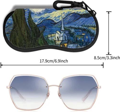 Vista 2 de Hion Gafas de sol suave caso ultra ligero neopreno cremallera gafas caso con clip de cinturón