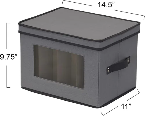 Vista 3 de Household Essentials Caja de almacenamiento para copas de champán, 12 compartimentos resistentes, panel frontal con ventana, 2 asas remachadas, caja