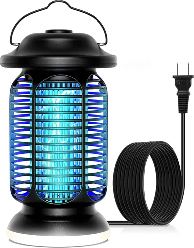 Exterminador de insectos para exteriores e interiores, luz azul-violeta exclusiva mejorada de 18 W con lámpara LED de 2 W, aumento del 100% en el