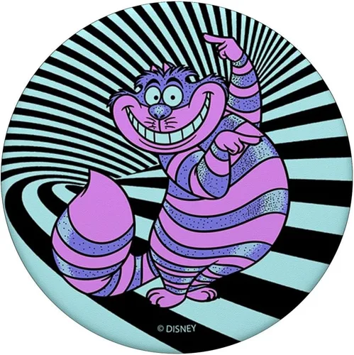 Vista 4 de Disney Alicia en el país de las maravillas Cheshire Cat Neon Stripes PopSockets MagSafe PopGrip para iPhone