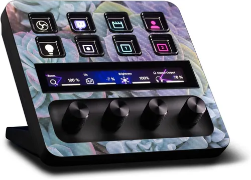 Vista 24 de MightySkins - Piel de fibra de carbono compatible con Elgato Stream Deck + - Morado sólido Acabado de fibra de carbono texturizado protector