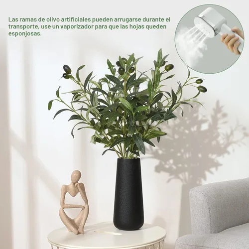 Vista 3 de Waipfaru Ramas de olivo artificiales para jarrones, ramas de olivo con aceitunas realistas, tallos de vegetación artificial para centros de mesa