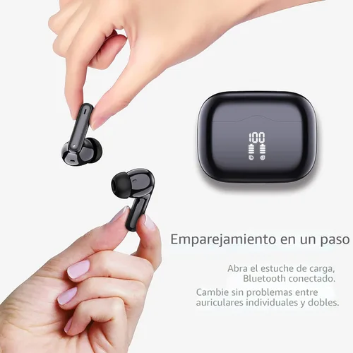 Vista 4 de Auriculares inalámbricos, Bluetooth 5.4 con 4 micrófonos ENC con cancelación de ruido, nuevos auriculares inalámbricos HiFi Stereo Deep Bass 40H