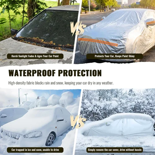 Vista 6 de TUCAREST - Funda de auto completa de 6 capas de alta calidad, diseño de cremallera de carcasa dura, impermeable, resistente a la intemperie Tira
