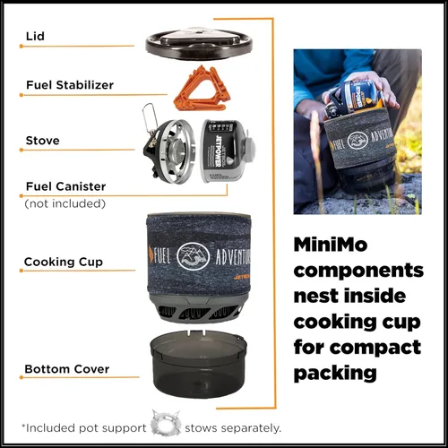 Vista 6 de Jetboil MiniMo - Sistema de cocina para estufa de camping y mochileros con control de calor ajustable
