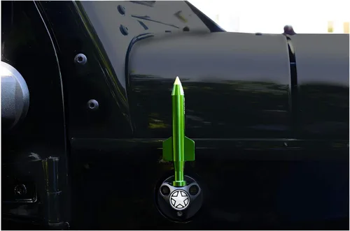 Vista 3 de VMS Racing Combo de antena de moab de oro verde y cubierta anodizada negra en aluminio billet corto compatible con Jeep Wrangler JK JKU JL 07-19