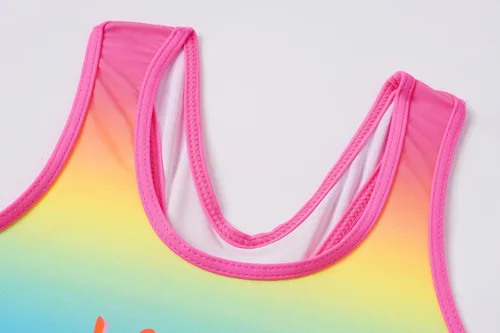 Vista 4 de Akokvlar Traje de baño de dos piezas para niñas, tankini con pantalón corto