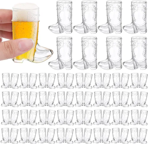Vista 9 de Durony 36 piezas de mini vasos de bota de vaquero 1 oz de plástico, vasos de vaquero occidental para decoraciones de fiesta de vaquero y vaquera