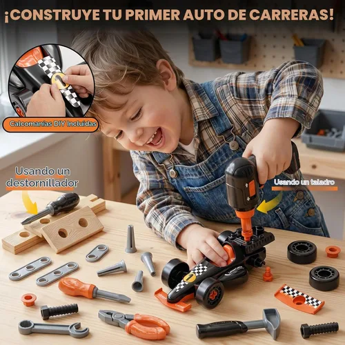 Vista 2 de Lehoo Castle Juego de herramientas para niños, juego de herramientas para niños pequeños con caja de herramientas, herramientas de construcción