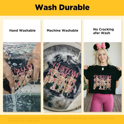 Vista 5 de TransOurDream Tru-Heat - Papel de transferencia térmica para impresora de inyección de tinta (10 hojas, 8.5x11) Vinilo de transferencia térmica