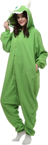 Vista 4 de Superband Disfraz de cosplay de animales para adultos, pijama de dibujos animados, Verde