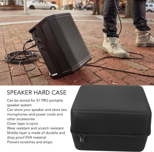 Vista 3 de Estuche rígido para altavoz Bluetooth, estuche de almacenamiento duro portátil para altavoz portátil S1 PRO Bluetooth, 2 micrófonos, cables