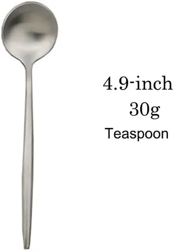 Vista 3 de JASHII Juego de 4 cucharas de café para café, de acero inoxidable 18/10, para té, postre, aperitivo, 4.9 pulgadas, mango redondo, color negro mate