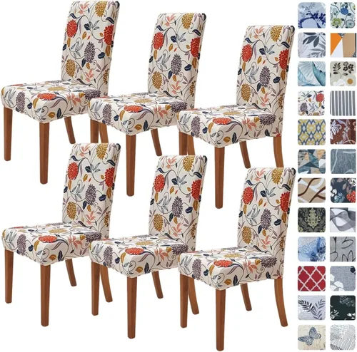 Vista 30 de SPRINGRICO Juego de 4 fundas para sillas de comedor, fundas elásticas para sillas de comedor, de elastano lavables, fundas para sillas Parsons
