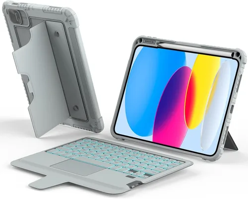 Vista 12 de Nillkin Funda para iPad A16 de 11ª y 10ª Generación con Teclado, Cubierta Deslizante de Cámara, Teclado Inalámbrico Desmontable Retroiluminado de 7