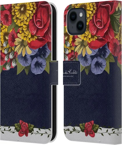 Vista 141 de Head Case Designs Funda con licencia oficial de Frida Kahlo Portrait Red Florals - Funda de piel tipo cartera compatible con Apple iPhone 14 Pro