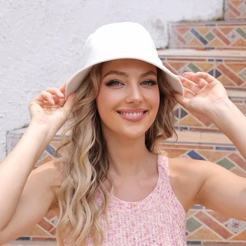 Vista 3 de Sombrero de pescador para mujeres y hombres, reversible, de algodón, para verano, playa, estilo sólido