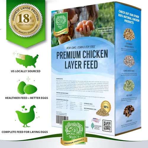Vista 4 de Small Pet Select Alimento en capa de pollo, sin OMG, sin maíz, sin soja, 18% de proteína, 10 libras