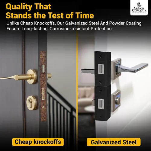 Vista 5 de Door Armor MAX - Kit de refuerzo de puerta para seguridad de puerta delantera antipatadas, placa de refuerzo de puerta de 5 piezas para jamba