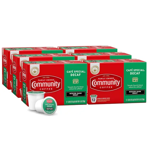 Vista 9 de Community Coffee Cafe Special Descafeinado 12 cápsulas de café, tostado medio oscuro, compatible con cafeteras Keurig 2.0 K-Cup, 12
