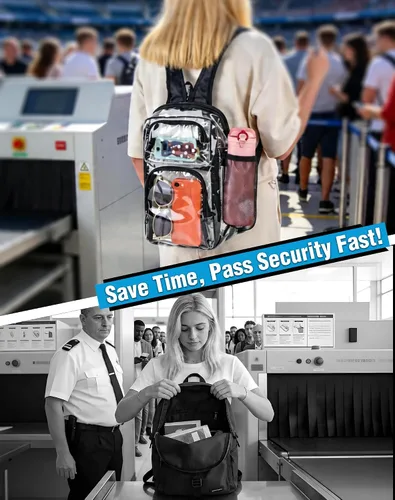 Vista 3 de Mochila transparente para eventos en estadios, aprobada para Negro