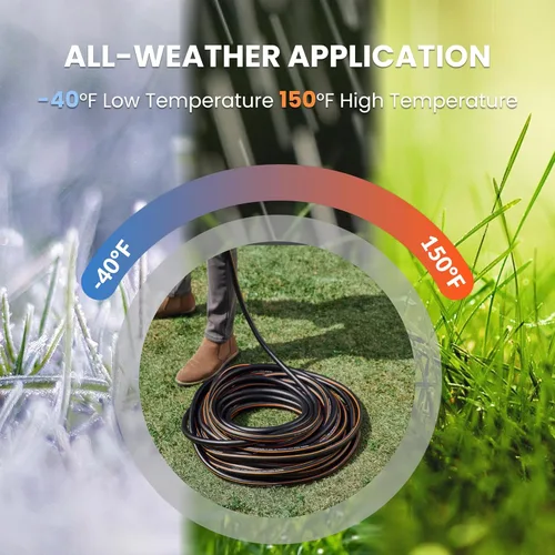 Vista 4 de Giraffe Tools Manguera de jardín de 50 pies x 5/8", manguera de agua resistente, manguera híbrida flexible y ligera con mango giratorio, accesorios