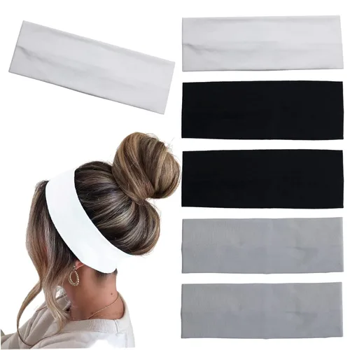 Vista 15 de 6 diademas negras para mujer, diadema de algodón antideslizante, elástica, soporte para la cabeza, accesorios para el cabello