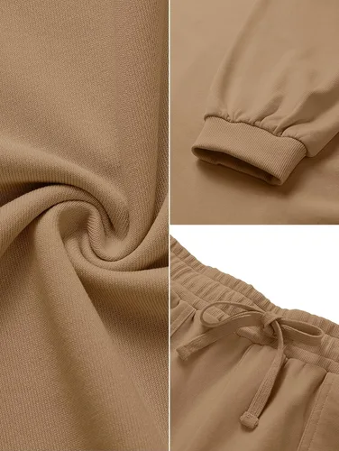 Vista 7 de MEROKEETY Conjunto de dos piezas para mujer, para otoño de 2025, pantalón corto y sudadera de manga de murciélago, de gran tamaño, informal