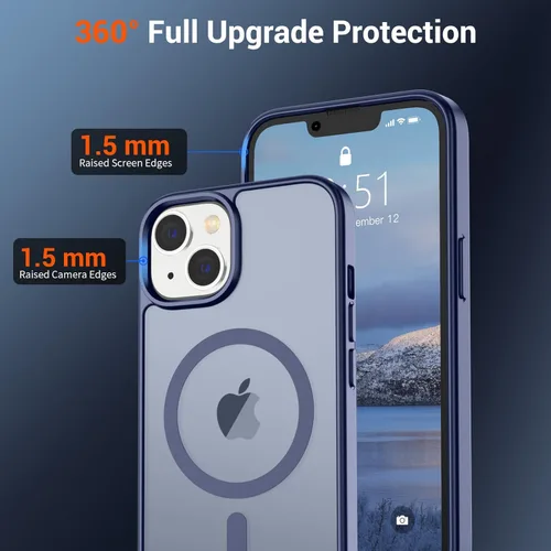 Vista 138 de SUPFINE - Funda magnética para iPhone 13 Pro Max (compatible con MagSafe), (protección contra caídas de grado militar de 10 pies), delgada, Negro