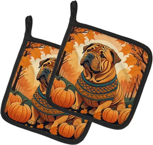 Vista 60 de Caroline's Treasures DAC1074PTHD Siberian Husky Fall Pair of Pot Holders Kitchen Heat Resistant Pot Holders Sets Oven Hot Pads for Cooking Baking